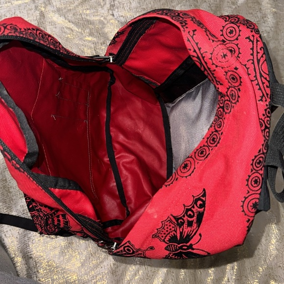 Jansport Velvet Butterfly Superbreak Backpack Red and Black | Back to School - Picture 2 of 3